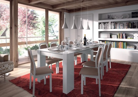 Mesa comedor Consola Kendra extensible blanco brillo