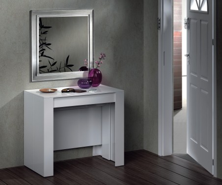 Mesa comedor Consola Kendra extensible blanco brillo