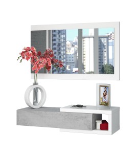 Recibidor con espejo modelo Noon en color cemento/blanco artik