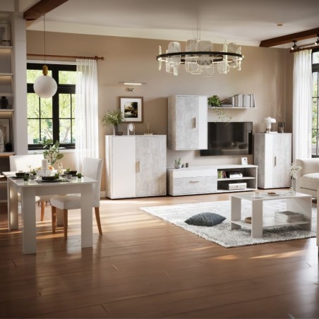 Salon kube en blanco gris cemento