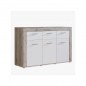 Mueble aparador de comedor trama color roble y blanco mate 135x41 cm