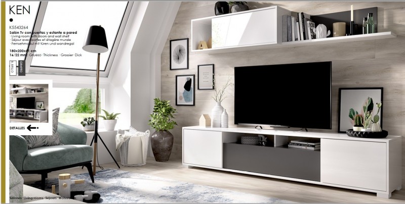 Mueble de tv 120 cm Portales encino - Gris