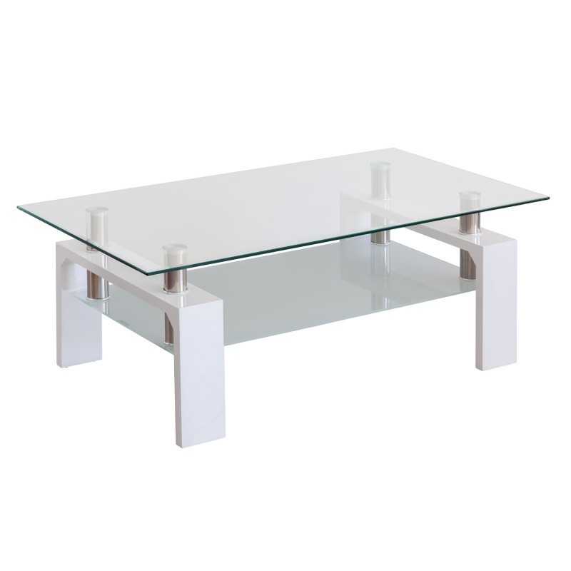 Mesa de centro cristal pata wengué, blanco o roble kendra