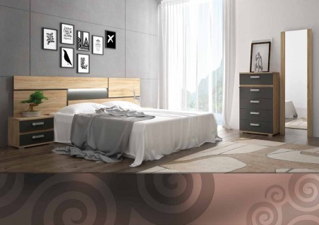 DORMITORIO MODELO PRIEGO EN COLOR CAMBRIA GRAFITO luces leds