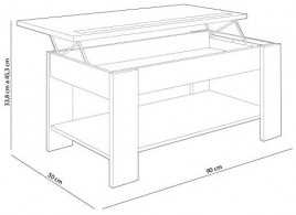 Mesa centro elevable Agueda 90x50cm varios colores