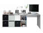 MESA DESPACHO CON BUC REVERSIBLE MODELO OFFICE EN CEMENTO/BLANCO