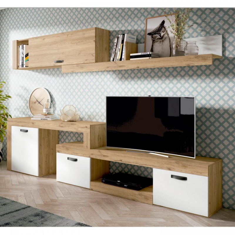 Mueble de Salón Tv Modular. Blanco/Nordic