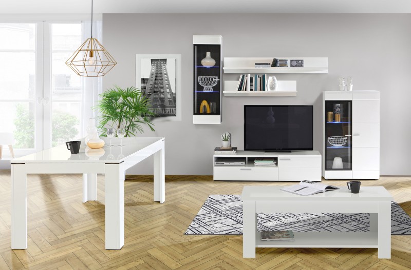 Mueble de salón Nexus blanco y roble 2000x440x410mm