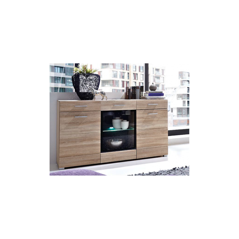 Mueble aparador de comedor TRAMA color roble y blanco mate 135x41 cm