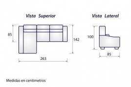 Sofá chaiselongue izquierda oscar marrón claro