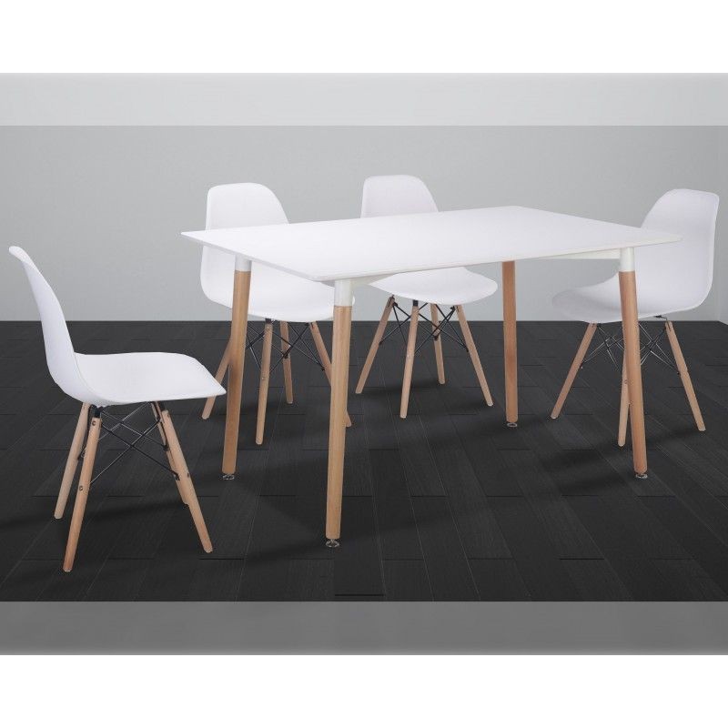 Conjunto mesa redonda y 4 sillas Dinamarca blanco